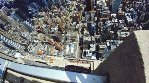 High angle view of buildings in city