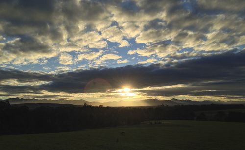 Scenic view of landscape against dramatic sky