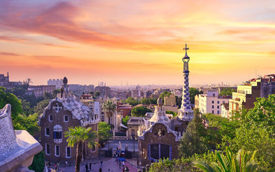 View of buildings against sky during sunset