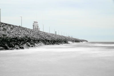 Scenic view of sea against clear sky