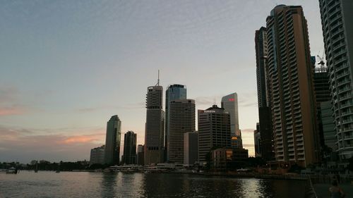City skyline at dusk
