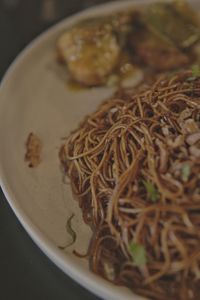 High angle view of rice in bowl on table