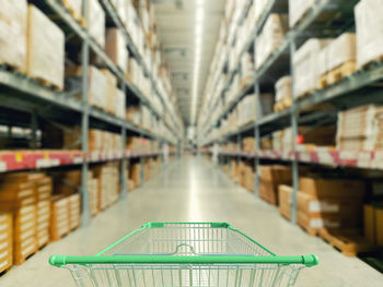 Shopping cart in warehouse