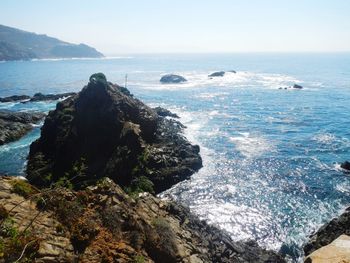 Scenic view of sea against clear sky