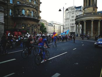 People on street in city