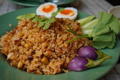 Close-up of meal served in plate