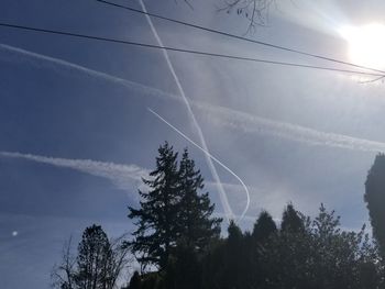 Low angle view of vapor trail in sky