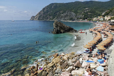 High angle view of beach against sky