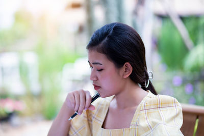 Portrait of a girl looking away