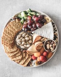 High angle view of breakfast on table