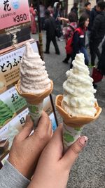 Close-up of woman holding ice cream