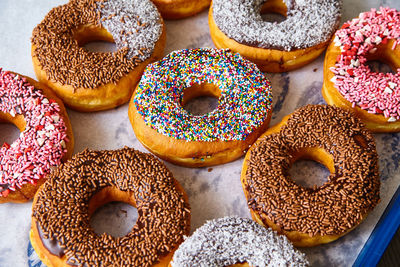 Close-up of donuts