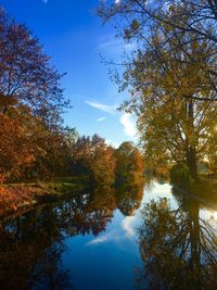 Scenic view of lake against sky during autumn