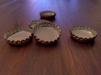 High angle view of cupcakes on table