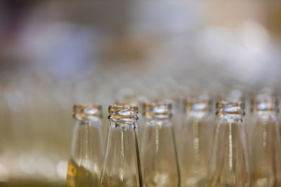 Close-up of glass bottle on table