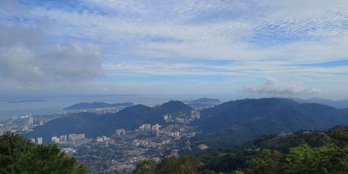 High angle view of townscape against sky
