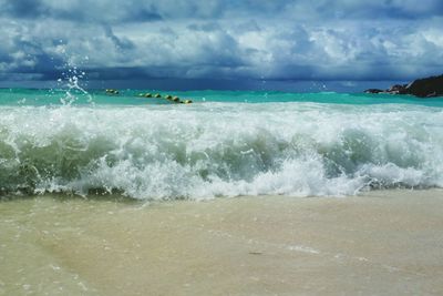 Scenic view of beach against sky