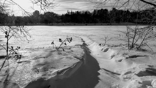 Scenic view of lake during winter