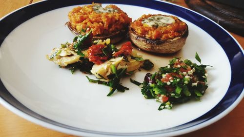 High angle view of meal served in plate