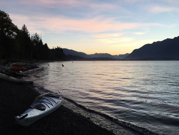 Scenic view of mountains at sunset