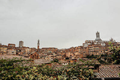 View of townscape against clear sky