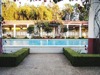 Fountain in swimming pool