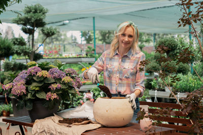 Portrait of gardener working at garden