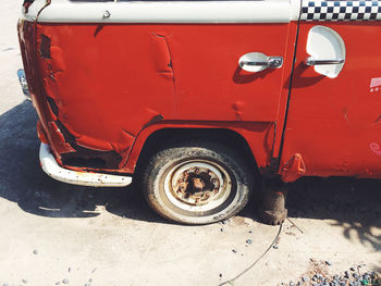 Close-up of red car