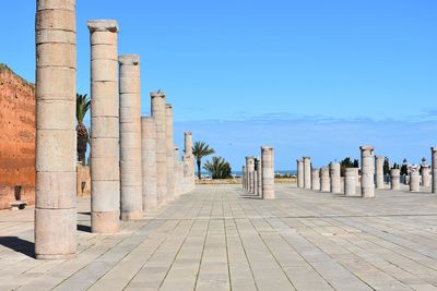 Panoramic view of colonnade against clear sky