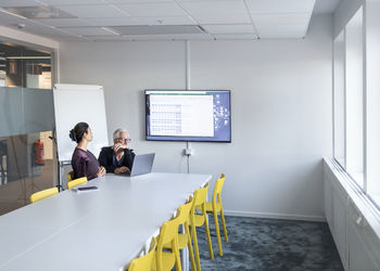 People in boardroom having video conference