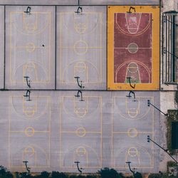 High angle view of basketball courts