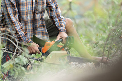 Man working on field