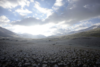 Scenic view of arid landscape against sky