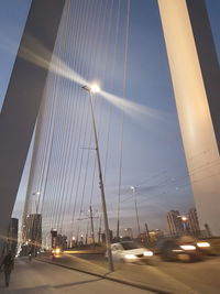 Low angle view of suspension bridge