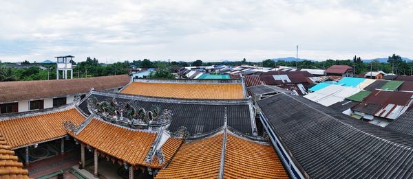 High angle view of townscape against sky