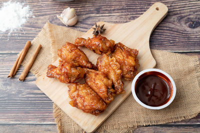 High angle view of food on table