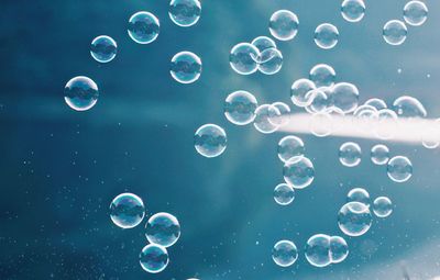 Close-up of bubbles in mid-air