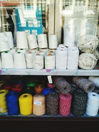 Stack of display in market stall