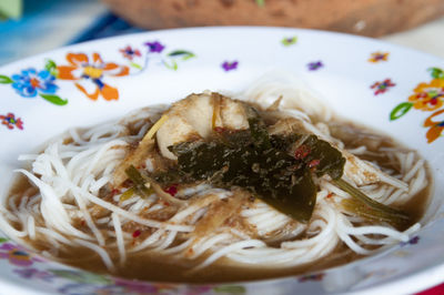 Close-up of served food in plate