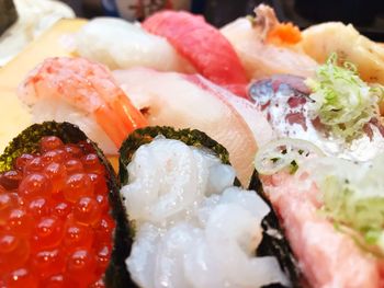 Close-up of sushi served in plate