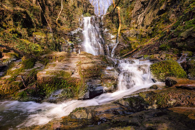 Klidinger wasserfall in winter near ulmen, vulkaneifel, germany