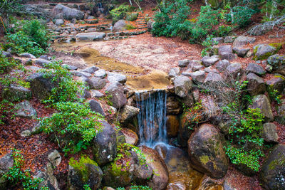 View of stream flowing through rocks