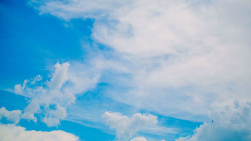 Low angle view of clouds in blue sky