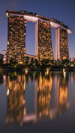 Reflection of marina bay sands