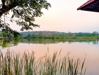 Scenic view of lake against sky