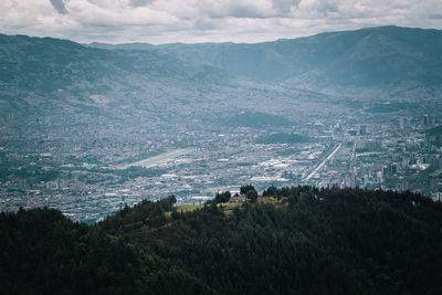 High angle view landscape against sky