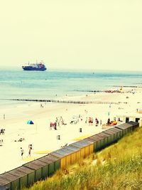 Scenic view of beach against clear sky