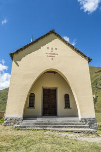 Exterior of building against blue sky