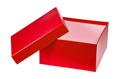 Close-up of red box over white background