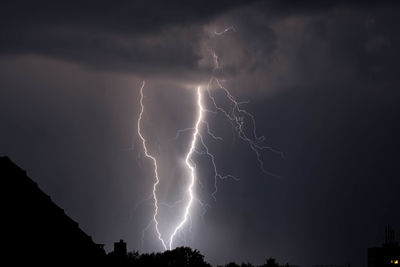 Low angle view of lightning in sky